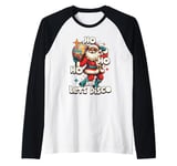 Let's Disco Party Groovy Santa Retro 70s Funky Disco Raglan Baseball Tee