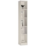 Furniture To Go 4 YOU Tall Narrow Bookcase with Melamine, Pearl White