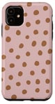 Coque pour iPhone 11 Rose Dots Boho Minimaliste