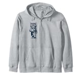 Tired Cat with Coffee Mug - Early Grumpy Mornings Zip Hoodie