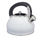 KitchenCraft Lovello Textured Induction-Safe Stove-Top Whistling Kettle, 2.5 L (0.5 gal) - Ice White