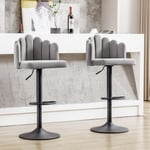 Oihpaw - Tabouret Bar Velours Gris, Chaise de Bar lot de 2, Tabourets Réglables Hauteur (56-76 cm), Chaises Pétales avec Repose-pieds, Chaises de