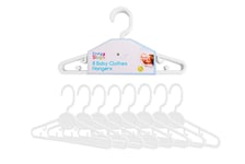 8x WHITE BABY CLOTHS COAT HANGERS KIDS TODDLERS  CLOTHES TIDY WARDROBE ORGANISER