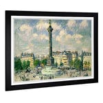 Big Box Art Framed Print of Gustave Loiseau The Place of The Bastille Design | Wall Art Picture | Home Decor for Kitchen, Living Room, Bedroom, Hallway, Black, A2 / 24.5x18 Inch / 62x45cm