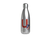 Atletico de Madrid - Bouteille d'eau en acier inoxydable, fermeture hermétique, lettre U rouge, 550 ml, couleur métallisée, produit officiel (CyP Brands)