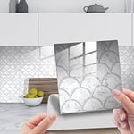 HORIWE Tile Stickers Marble Adhesive Tile Art Wall Decal Sticker DIY Kitchen Bathroom Backsplash Home Decor PVC Waterproof Oil Proof New 4x4 Inches 20pc