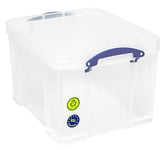 Really Useful Plastic Storage Box 35 Litre with 2 Trays 2x16 Compartments Clear