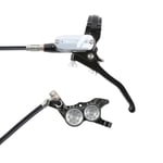 Hope Tech 4 V4 Disc Brake - Colours Black / Silver No Rotor Rear LH Standard Hose 1600mm Black/Silver