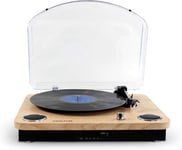 Platine Vinyle Marconi,Tourne-Disque Vintage,Lecteur de Musique Via Bluetooth/USB/Carte SD,2 Haut-parleurs intégrés,Numérisation des vinyles,Housse Anti-poussière,Design Bois