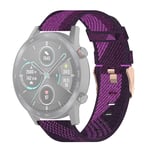 New Watch Straps 22mm Stripe Weave Nylon Wrist Strap Watch Band for Huawei GT / GT2 46mm, Honor Magic Watch 2 46mm / Magic (Grey) (Color : Purple)