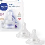 MAM Teats Size 3, Suitable for 4+ Months, MAM Fast Flow Teats with SkinSoft Fits