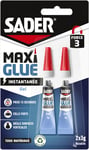 Sader Maxiglue Gel – Super Glue Universelle – Tous Matériaux – 2 Tube De 3 G