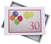 White Cotton Cards Album 30e Anniversaire Ballons avec Paillettes Fluo, Blanc, Petit