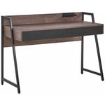 Beliani - Bureau 120 x 50 cm Effet Bois Foncé avec 2 Tiroirs et Pieds en Métal Noir Design Tendance Idéal pour Intérieur Minimaliste et Industriel