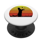 T-shirt rétro chat et papillons PopSockets PopGrip Adhésif