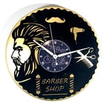 Instant Karma Clocks Horloge Murale à Double Disque en Vinyle Doré pour Coiffure, Barber Shop,Barbier, Salon de Beauté