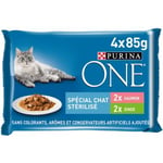 Aliment pour chat stérilisé OneSpécial chat sterilisé Effilés en sauce : saumon dinde 4 x 85g