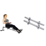 Sunny Health & Fitness SF-RW1205 Rowing Machine Rower w/Digital Monitor and Unisex Sunny Health & Fitness 35 Cm Threaded Chrome Dumbbell Bar