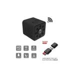 M-e - Mini caméra hd WiFi Petite Grand Angle 1080P Etanche Caméscope + Carte Micro tf sd 128Go + Lecteur usb 2.0 - dvr Sport Micro - Noir