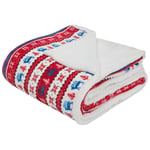 Plaid Cocooning Décoratif Ultra Doux Réversible Rouge et Blanc Motif Noël 200 x