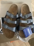 Birkenstock Florida Birko-Flor Womens Triple Sandals Onyx Size UK8 EU42 (NEW)