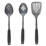 Salter BW08044 Megastone Solid Spoon and Slotted Turner Utensil Set, Stainless Steel, Perfect for Busy Kitchens & Gourmet Style Cooking, Soft Touch Ergonomic Handle