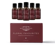 Mystic Moments | Floral Favourite Fragrance Oil Gift Starter Pack 5x10ml | Frangipani, Jasmine, Lily of the Valley, Patchouli, Rose Garden | Perfect as a gift