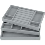 Smyckesbrickor Organizer Set med 3 stapelbara smyckeskrin i sammet