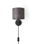 Paco Home - Lampe à Poser Table De Chevet Abat-Jour En Tissu Applique Salon Vintage Lampe murale - Noir, Design 5 (Ø18 cm)