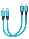 Ocetea Short USB C to USB C Charger Cable, 3.1A USB-C to C Cable Fast Charging Compatible with iPhone 15/15 Pro/15 Pro Max, MacBook Pro, iPad Pro, Galaxy S24 S23 Ultra, Pixel [2-Pack 0.3M]