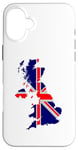 Coque pour iPhone 16 Plus Drapeau carte du Royaume-Uni