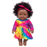 bébé Noir Africain Noir Mignon bouclé Noir 8 Pouces Vinyle bébé Jouet Noir poupées Mode Fille Africaine poupées réaliste bébé Jouer poupée pour Enfants Parfait pour Cadeau d'anniversaire