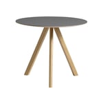 HAY - CPH20 2.0 Table Lacquered Oak Frame Ø90 X H74  Grey Linoleum Tabletop Lacquered Edge - Ruokapöytä - Ronan & Erwan Bouroullec - Harmaa - Puu