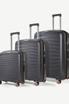 Sunwave 3 Pc Set 8 Wheel Hardshell Expandable Suitcases