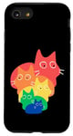 Coque pour iPhone SE (2020) / 7 / 8 Cat Lover Pet Owner Doodle Rainbow Cats