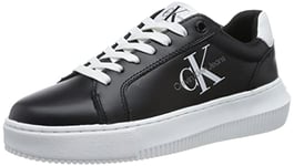 Calvin Klein Jeans Baskets Femme Semelle Épaisse Chunky Cupsole Laceup Chaussures, Noir (Black/Bright White), 35