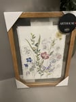 Floral Linen Glass Framed Wall Hanging Print  Picture 30 x 40 RRP £39