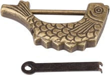 Serrure en Forme de Poisson en Métal Serrure en Forme de Poisson en Bronze Antique Ancien Cadenas Chinois avec Clé pour Boîte à Bijoux Tiroir 59 x 31mm(Q1408)