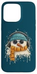 Coque pour iPhone 15 Pro Max Groovy Funky Pop Art Bonhomme de neige DJ avec écouteurs