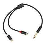 6,35 mm till Dubbel RCA-kabel Hane till Hona Ljudlös Guldpläterad Kontakt Y Stereo Splitter Adapter Sladd 35 cm