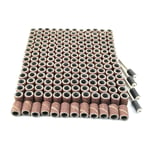 Tambour de Ponçage pour Dremel 184pcs, Bande de Ponçage 120# 6,5mm 180pcs avec Tambour Mandrin 4pcs, Manchon de Ponçage Outils Rotatifs Électriques DIY, RMTA184C4