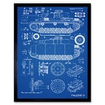 Artery8 Panzer III 3 German Medium Tank Blueprint Plan Art Print Framed Poster Wall Decor 12x16 inch