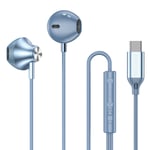 Écouteurs Semi Intra-Auriculaires USB-C avec Télécommande Modèle Jupiter, Bleu