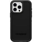 OtterBox iPhone 15 Pro MAX (Only) Defender Series XT Case - BLACK, screenless, rugged, snaps to MagSafe, lanyard attachment