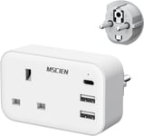 UK to EU Travel Plug Adapter with 3 USB Ports for Germany France Spain Turkey