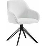 Chaise Salle à Manger, Tissu Bouclette, Pieds en Métal, Chaise Cuisine avec Dossier et Accoudoirs, Chaise Scandinave, Blanc - Woltu