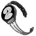 Bracelet compatible avec Samsung Galaxy Watch 7/6/5/4 40mm 44mm/Watch 5 Pro 45mm/Galaxy Watch 6 Classic 43mm 47mm/Watch 4 Classic Femme, 20mm Bling Bracelets de Remplacement Métal (B-NOIR)