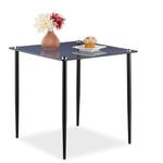 Relaxdays - Table d'appoint en verre, carrée, acier, moderne, h x l x p : 50 x 50 x 50 cm, pour le salon, gris/noir