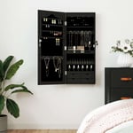 Armoire � bijoux avec miroir murale noir 37,5x10x90 cm