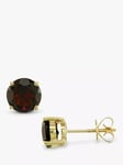 E.W Adams 9ct Gold Garnet Stud Earrings, Deep Red